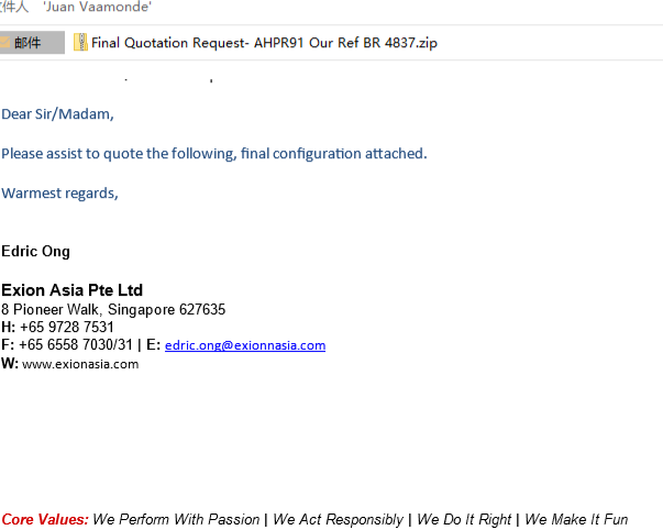 Sample 2 phishing email view
