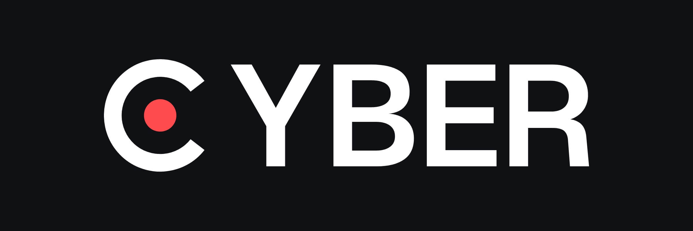 Cyber (Yanji) logo, the word CYBER in white capitals on a black background with a red dot inside the letter C.
